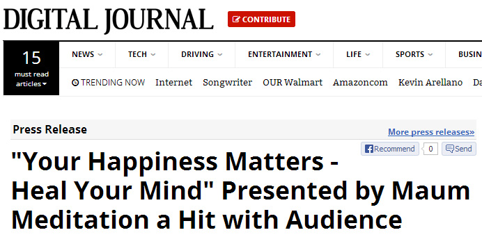 “Your Happiness Matters – Heal Your Mind” Presented by Meditation a Hit with Audience